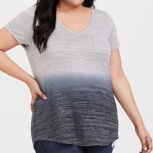 Torrid Grey & Black Hacci Dip Dye Tee NWOT